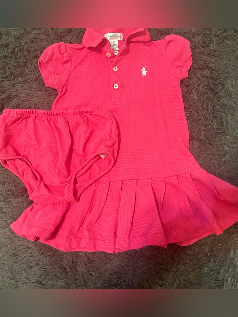Ralph Lauren Hot Pink Polo Dress with Matching Bloomers in Great Condition